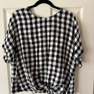 Madewell Gingham Blouse - Knot Detail in front - Short sleeve